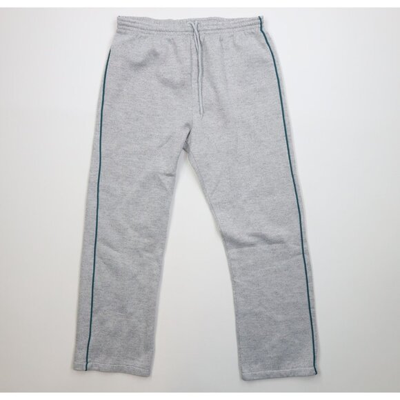 Vintage 90s Streetwear Mens Large Blank Triblend Wide Leg Sweatpants Pants Gray
